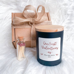 Our First Valentines As Mr & Mrs Last Name Happy Valentine'S Day Candle Gift For Newlywed Her Him Soy Wax Candle