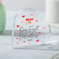 Our First Valentine’s Day Acrylic Heart / Gift for Girlfriend or Wife