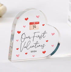 Our First Valentine’s Day Acrylic Heart / Gift for Girlfriend or Wife