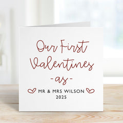 Our First Valentine's Day Card as Mr & Mrs Personalised Newlywed Keepsake with Date Perfect for Newlywed Couples Husband Wife Bride Groom