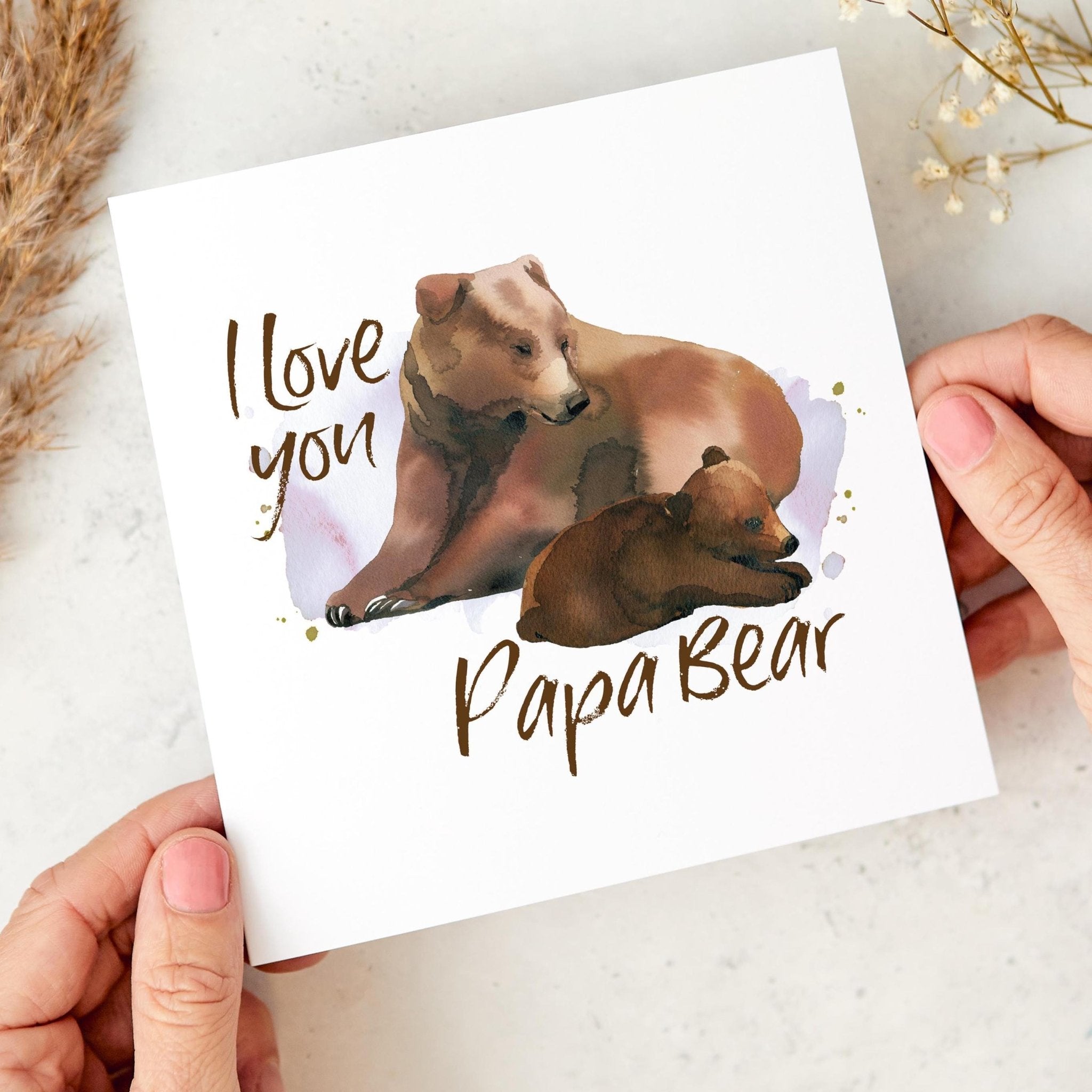 Papa Bear Father's Day Card Watercolour Bear Dad and Baby I Love You Papa Bear Card Gift from Kids New Dad Birthday Father's Day gift Dada
