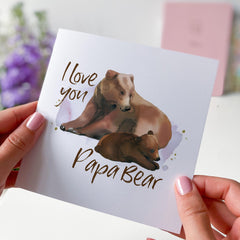 Papa Bear Father's Day Card Watercolour Bear Dad and Baby I Love You Papa Bear Card Gift from Kids New Dad Birthday Father's Day gift Dada