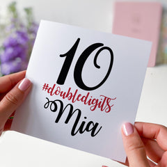 Personalised 10th Birthday Card for Kids Custom Name Double Digits Celebration Card for Son Daughter Grandchild Niece Nephew Grandson