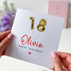 Personalised 18Th Birthday Card Name Gold 18 Age Birthday Card For Son Daughter Friend Girlfriend Boyfirend Her Him Grandson Granddaughter