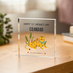 Personalised 1st Father's Day Acrylic Plaque Cute Grandad Baby Keepsake Gift for Grandpa From Baby Bump or Child Grandad to be First Fathers