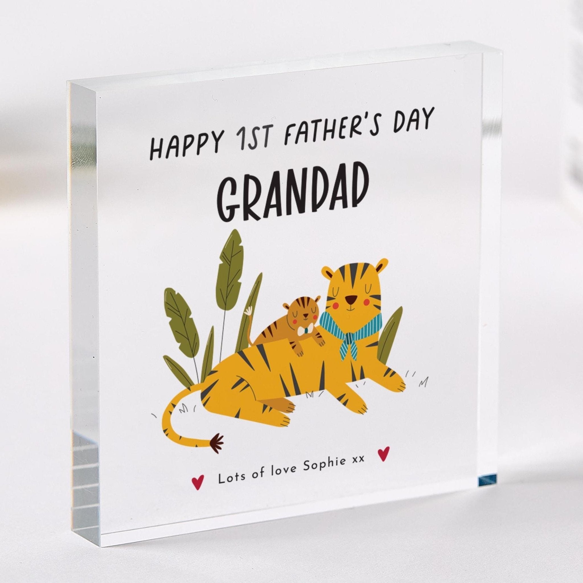 Personalised 1st Father's Day Acrylic Plaque Cute Grandad Baby Keepsake Gift for Grandpa From Baby Bump or Child Grandad to be First Fathers