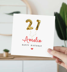 Personalised 21St Birthday Card For Name And Gold 21 Age Birthday Card For Son Daughter Friend Girlfriend Boyfirend Her Him Niece Twenty One