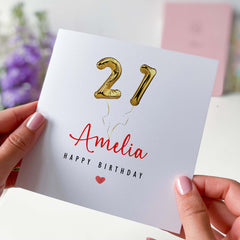 Personalised 21St Birthday Card For Name And Gold 21 Age Birthday Card For Son Daughter Friend Girlfriend Boyfirend Her Him Niece Twenty One