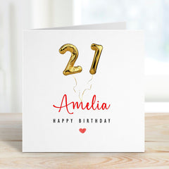 Personalised 21St Birthday Card For Name And Gold 21 Age Birthday Card For Son Daughter Friend Girlfriend Boyfirend Her Him Niece Twenty One