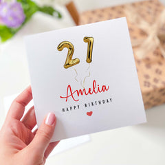 Personalised 21St Birthday Card For Name And Gold 21 Age Birthday Card For Son Daughter Friend Girlfriend Boyfirend Her Him Niece Twenty One