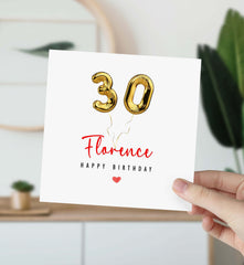 Personalised 30Th Birthday Card Name Gold 30 Age Balloon Birthday Card For Friend Wife Husband Fiancee Friend Girlfriend Boyfirend Her Him