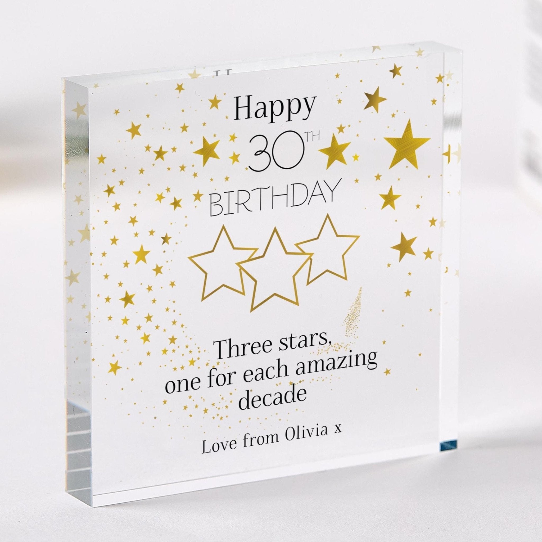 Personalised 30th Birthday Star Elegant Acrylic Plaque Keepsake Name Milestone Her Friend Colleague Sister Thirty Fabulous