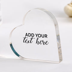 Personalised Acrylic Plaque Custom Text Keepsake Gift Unique Present for Any Occasion Heart or Square Shapes