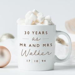 Personalised anniversary mug with last name and year Gift for couple 1st 10th 20th 30th 40th anniversary present Husband and wife Mug Mr Mrs