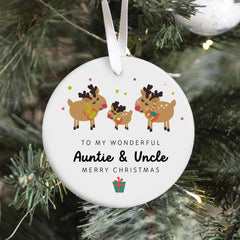 Personalised Auntie and Uncle Christmas Ornament Ceramic Tree Decoration Keepsake Gift from Niece Nephew for Aunt Uncle