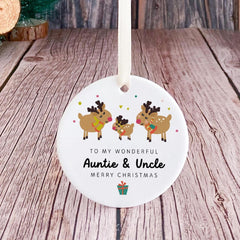 Personalised Auntie and Uncle Christmas Ornament Ceramic Tree Decoration Keepsake Gift from Niece Nephew for Aunt Uncle