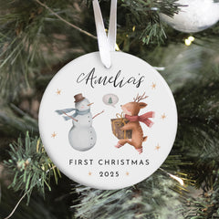 Personalised Baby First Christmas Ceramic Ornament Gift for Son Daughter Niece Nephew Grandchild Xmas Keepsake Tree Decoration with Name