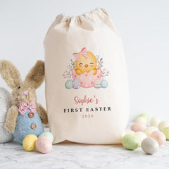 Personalised Baby Girl First Easter Sack – Gift for Daughter Niece or Granddaughter