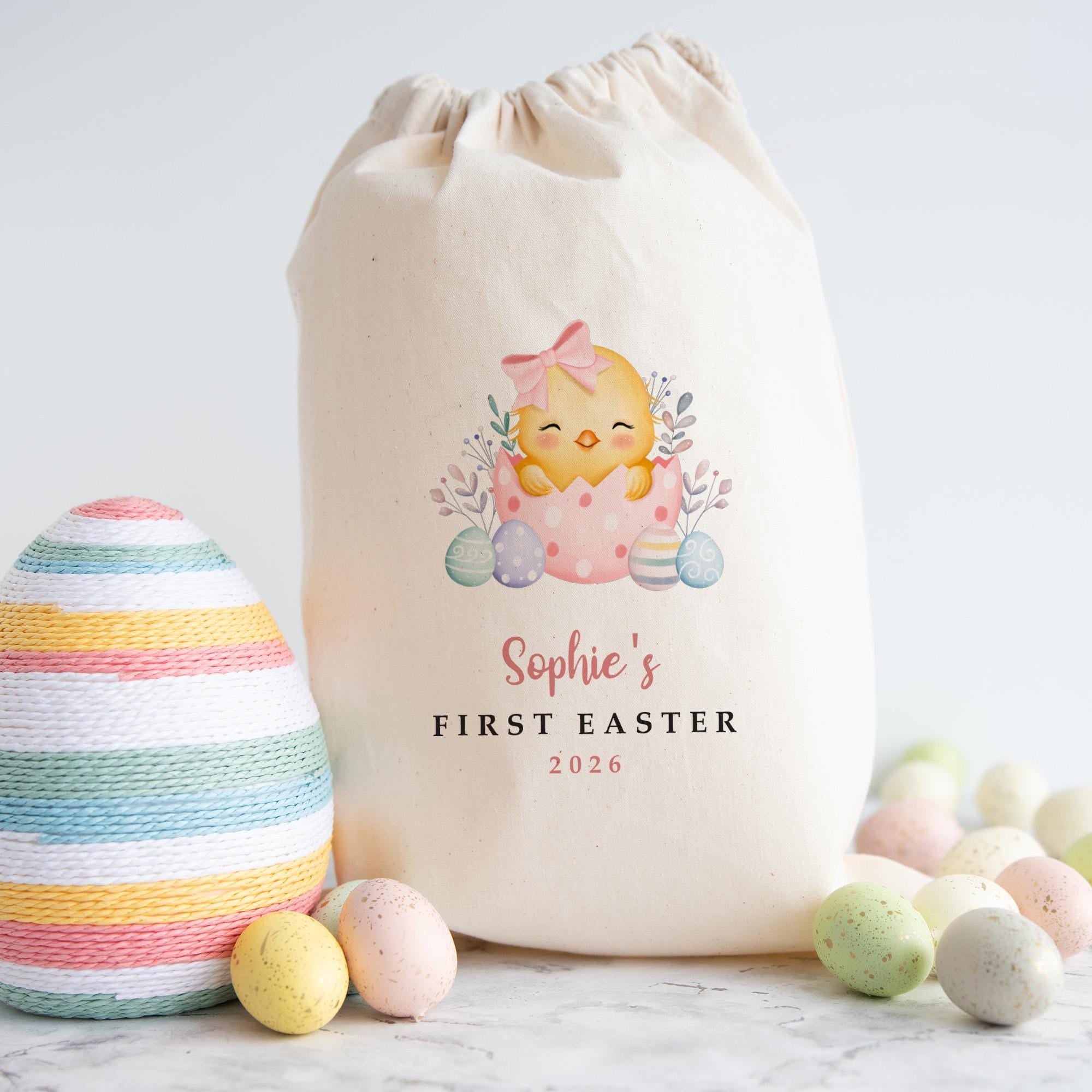 Personalised Baby Girl First Easter Sack – Gift for Daughter Niece or Granddaughter