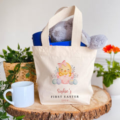 Personalised Baby Girl First Easter Tote Bag – Egg Hunt Gift with Custom Name