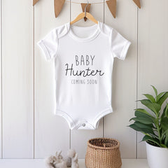 Personalised Baby Name Coming Soon Bodysuit New Baby Boy Girl Vest Pregnancy Announcement