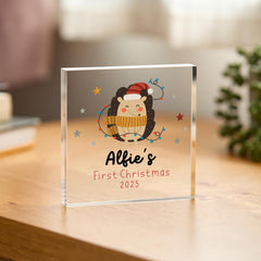 Personalised Baby’s First Christmas Acrylic Block – Xmas Keepsake Gift for Newborn or Child