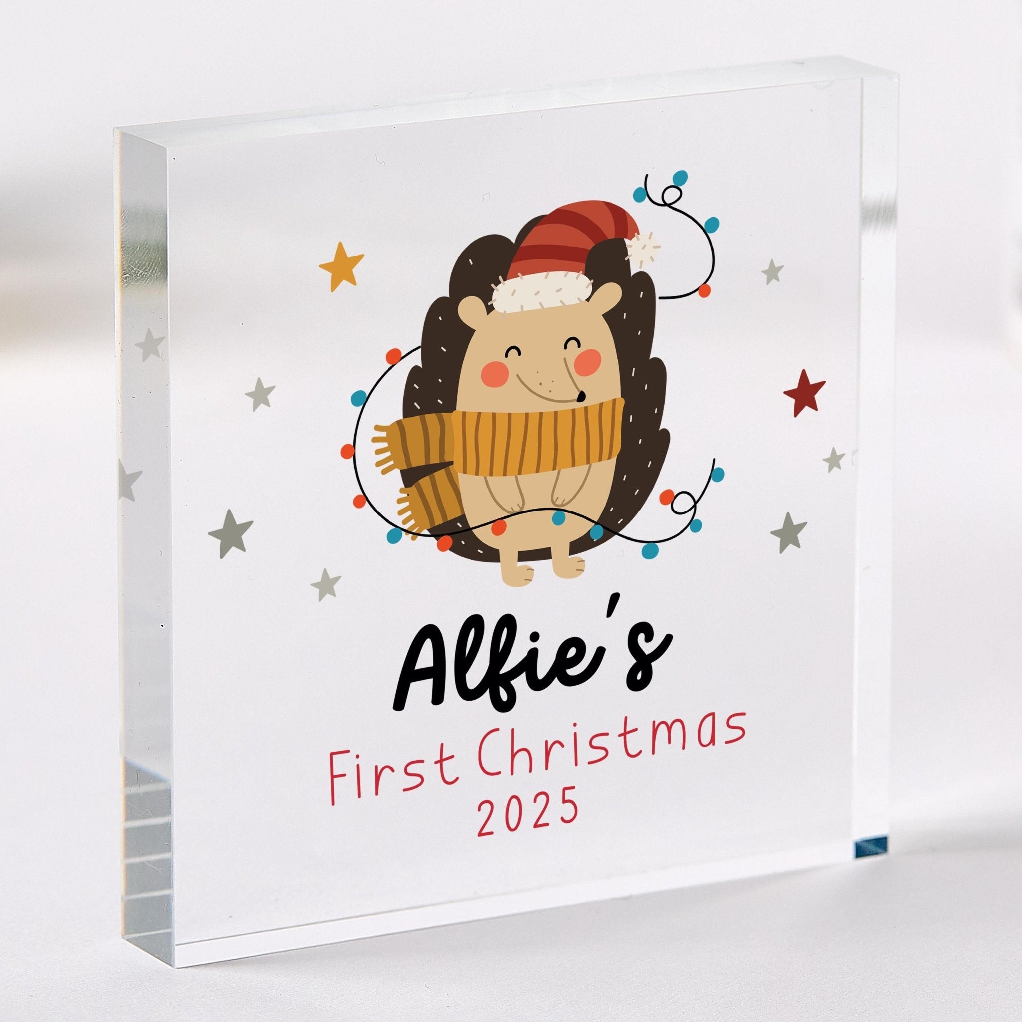 Personalised Baby’s First Christmas Acrylic Block – Xmas Keepsake Gift for Newborn or Child