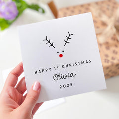 Personalised Baby’s First Christmas Card for Daughter, Son, Granddaughter, Grandson, Niece or Nephew Custom 1st Xmas Cards Keepsake