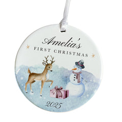 Personalised Baby’s First Christmas Ceramic Ornament Reindeer Snowman Keepsake Tree Decor Gift for Son Daughter Niece Nephew Grandchild
