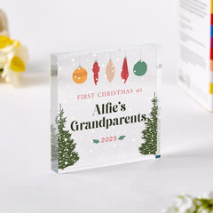 Personalised Baby's First Christmas Gift Acrylic Plaque 1st Xmas Keepsake for New Grandparents, Auntie Uncle Sister Brother