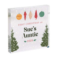 Personalised Baby's First Christmas Gift Acrylic Plaque 1st Xmas Keepsake for New Grandparents, Auntie Uncle Sister Brother