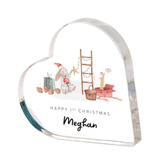 Personalised Baby’s First Christmas Heart Plaque Acrylic Keepsake Gift for Son Daughter Grandson or Granddaughter