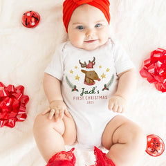 Personalised Baby’s First Christmas Reindeer Bodysuit – Festive Baby Grow Gift for Newborn or Infant