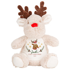 Personalised Baby’s First Christmas Reindeer Teddy – Soft Plush Toy Keepsake Gift for Newborn or Infant