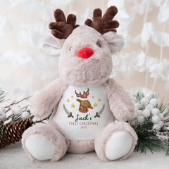 Personalised Baby’s First Christmas Reindeer Teddy – Soft Plush Toy Keepsake Gift for Newborn or Infant