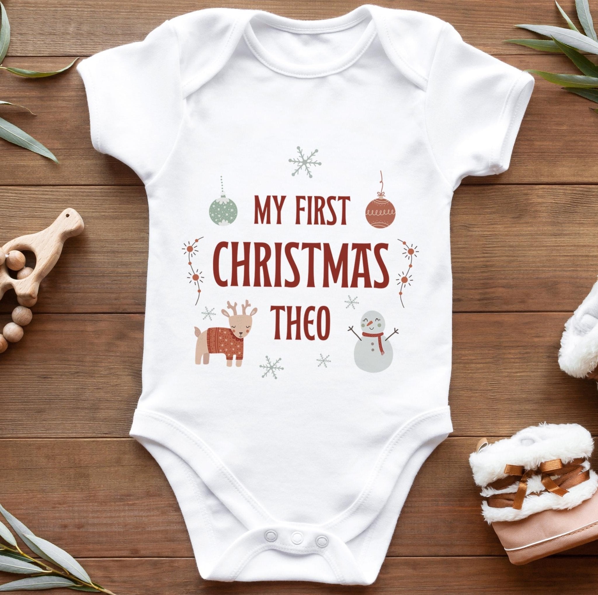 Personalised Baby's First Christmas Vest, My First Xmas Baby Bodysuit, Newborn Gift