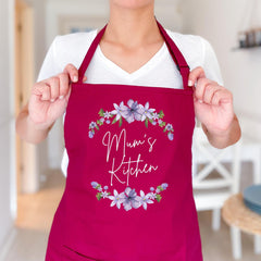 Personalised Baking Apron Custom Floral Kitchen Apron Gift for Mum Grandma Friend Auntie Sister Mother's Day Birthday Christmas