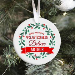 Personalised Believe Christmas Ornament On The Polar Express Ornament with Name Family Xmas Decor Holiday Keepsake Gift