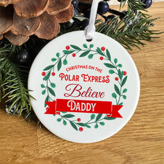 Personalised Believe Christmas Ornament On The Polar Express Ornament with Name Family Xmas Decor Holiday Keepsake Gift