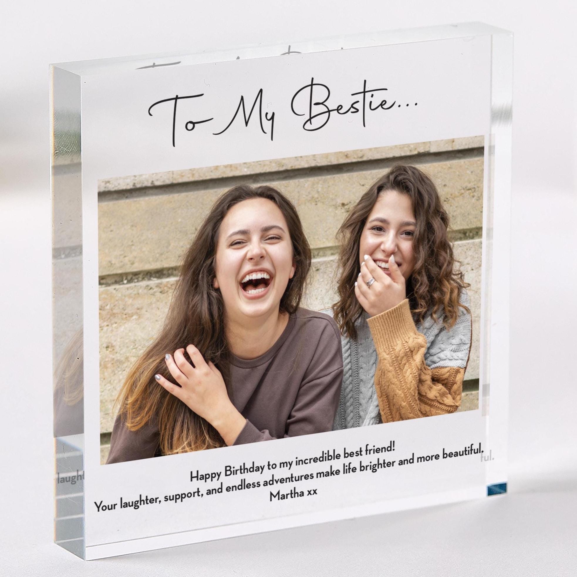 Personalised Best Friend Photo Gift for Her Birthday Christmas Acrylic Plaque Keepsake Bestie Thoughtful Present for Friends Soul Sisters