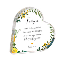 Personalised Best Friend Thank You Gift – Custom Name Acrylic Heart Plaque Keepsake Birthday, Friendship or Appreciation Present