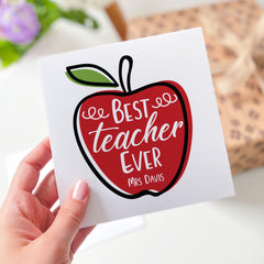 Personalised Best Teacher Ever Card for End of Term or Christmas Gift Thank You Card for Teaching Assistant Nursery Teacher Appreciation