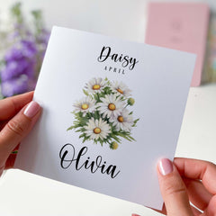 Personalised Birth Flower Card For Born In April Birth Birthday Card With Name As Flower Added Birth Month April Birthday Daisy For Her