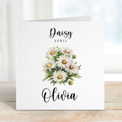 Personalised Birth Flower Card For Born In April Birth Birthday Card With Name As Flower Added Birth Month April Birthday Daisy For Her