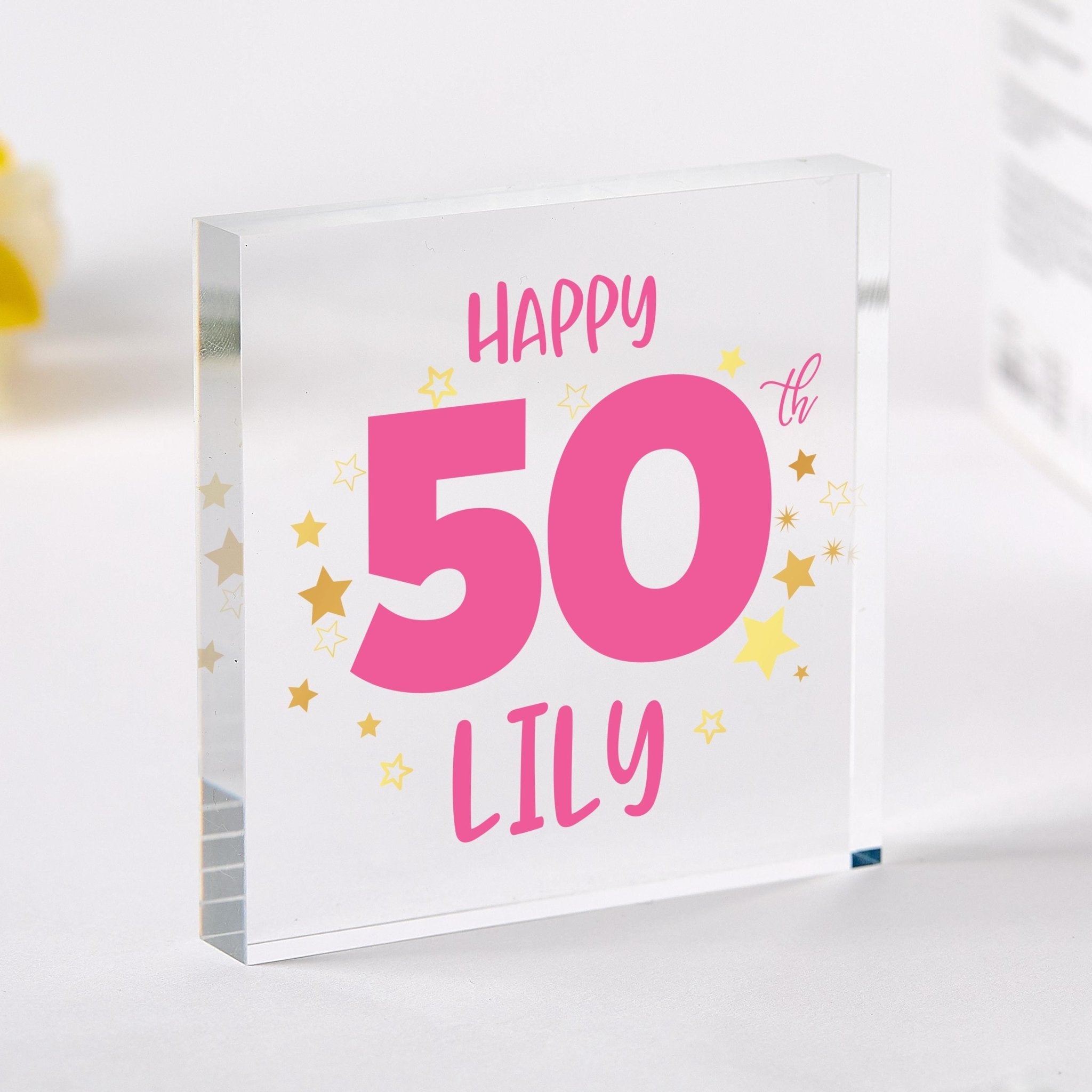 Personalised Birthday Acrylic Plaque Gift with Age & Name for Mum Sister Friend Daughter