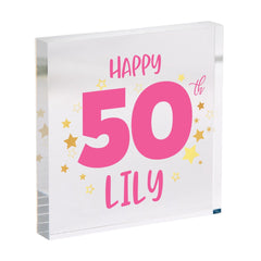 Personalised Birthday Acrylic Plaque Gift with Age & Name for Mum Sister Friend Daughter