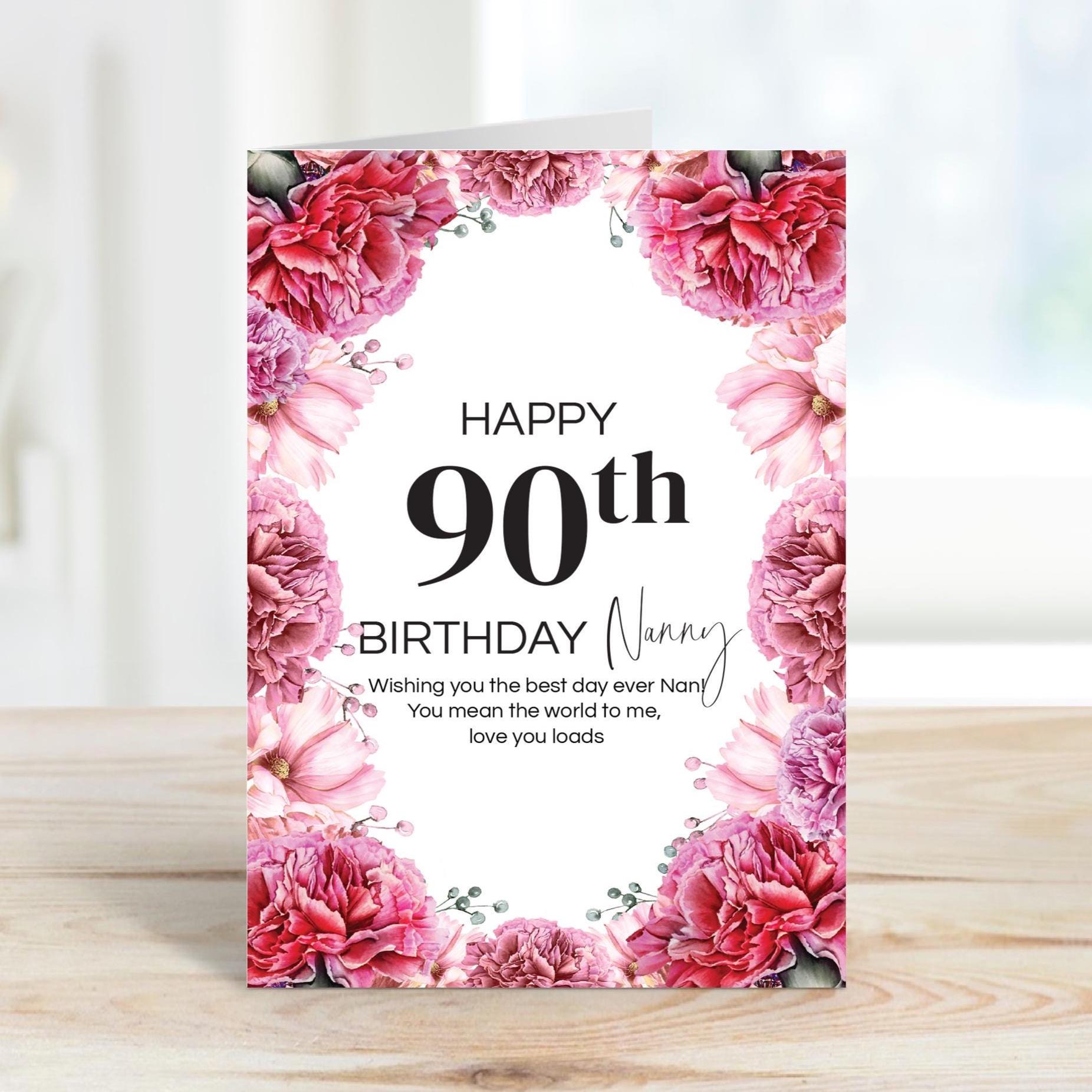 Personalised Birthday Card with ANY AGE and NAME Card for Nanny Grandma Friend Auntie Nan Nana Grandma for 40th 50th 60th 70th 80th 90th