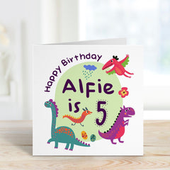 Personalised Birthday Card With Name Baby's Kid's Dinosaur 1St 2Nd 3Rd 4Th 5Th 6Th 7Th 8Th 9Th 10Th Birthday Card For Boy Girl Nephew Niece