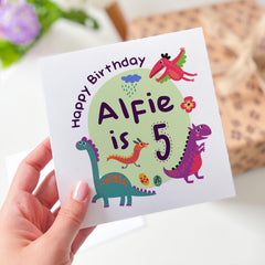 Personalised Birthday Card With Name Baby's Kid's Dinosaur 1St 2Nd 3Rd 4Th 5Th 6Th 7Th 8Th 9Th 10Th Birthday Card For Boy Girl Nephew Niece