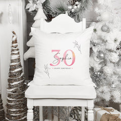 Personalised Birthday cushion with name and age Gift for her mum auntie friend 30th 40th 50th 60th 70th birthday present keepsake